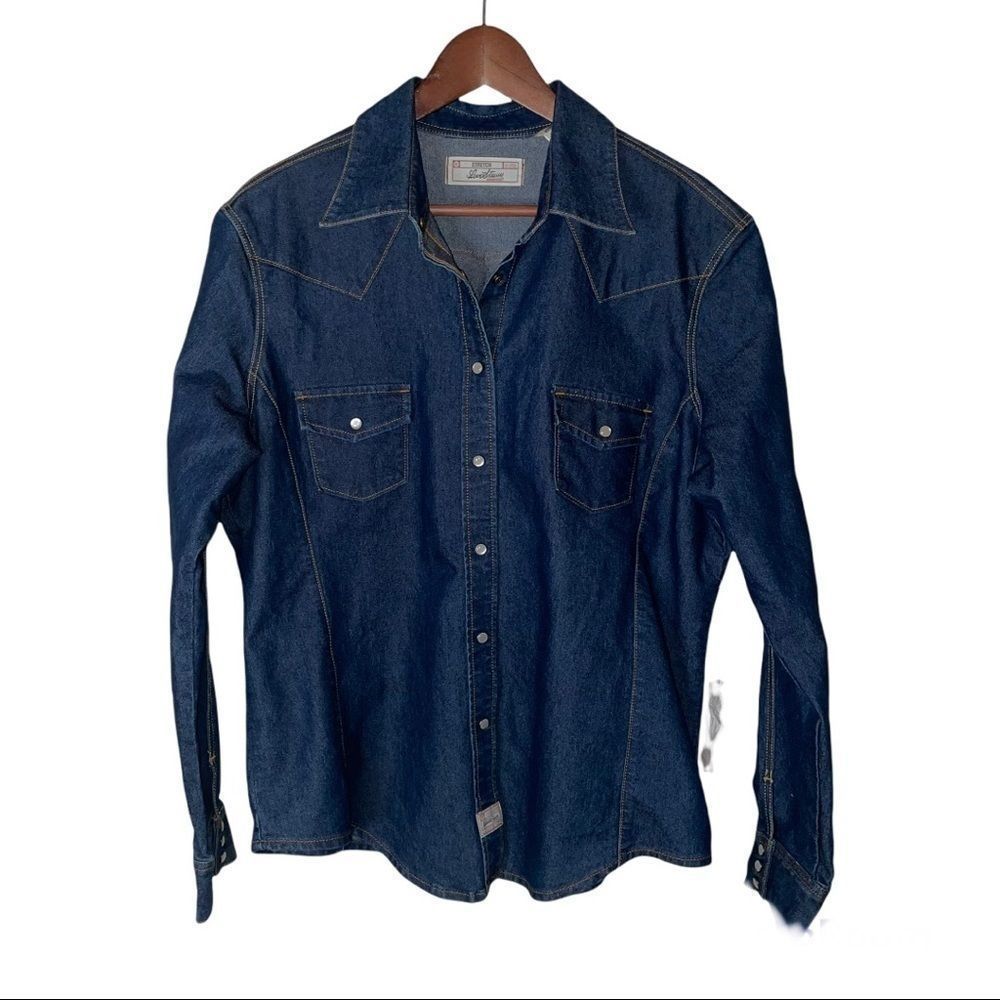Levi Strauss Signature Stretch Denim Button Down Shirt with Pearl Snaps XL 16/18